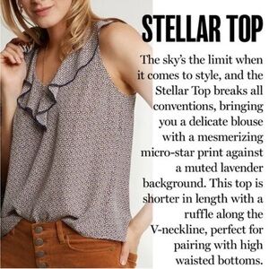 Cabi Style #3983 Stellar Sleeveless Ruffle Star Print Top